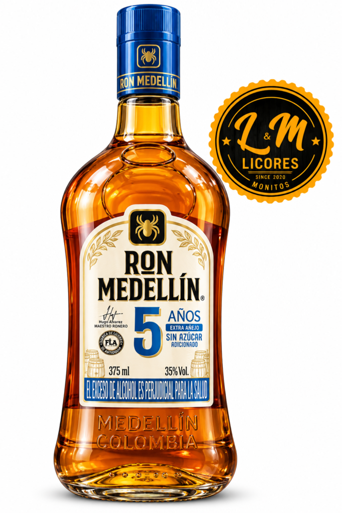 Ron Medellín 5 Años Sencilla panchita 375ml