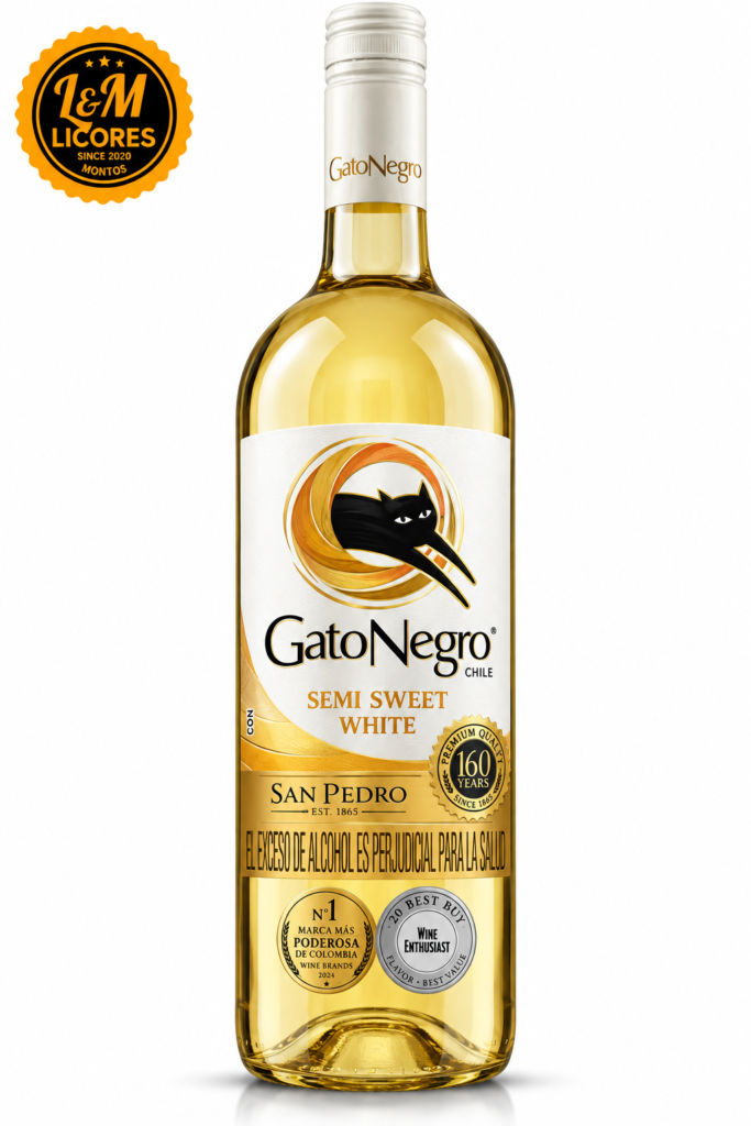 Vino Gato Negro semi sweet white Blanco 750 ML